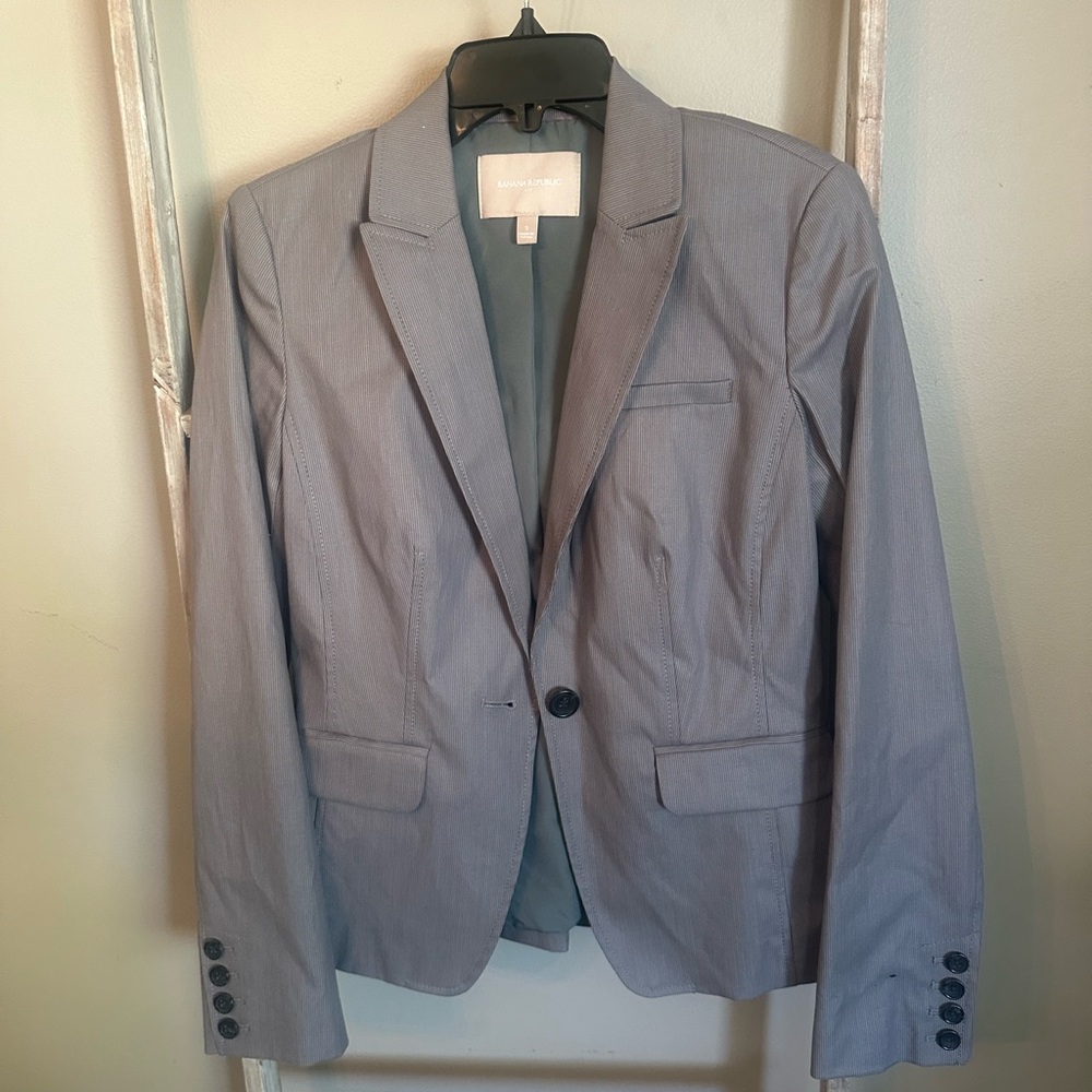 Banana Republic Light Gray Pinstripe Blazer